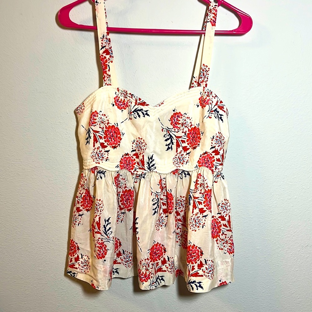 Pins and Needles Baby Doll Floral Silk Tank Top Small